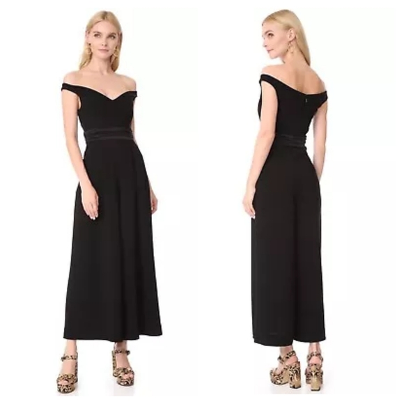 CINQ A SEPT Vina Jumpsuit in Black Crepe V-neck Wide Leg Pant Size 2 - Picture 1 of 13
